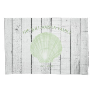 Green Vintage Scallop Shell Pillow Case