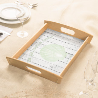 Green Vintage Scallop Shell Serving Tray