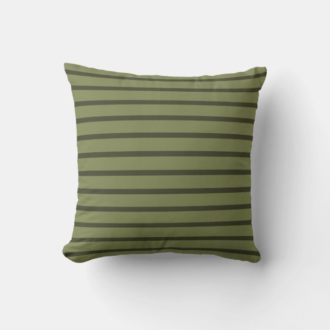 Green Vintage Stripes Art Design Abstract Pillow (Front)
