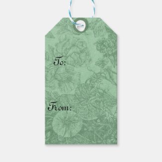 Green Vintage Style Floral Gift Tag