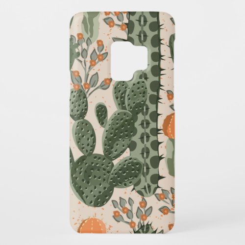 Green vintage succulent cactus and orange flowers  Case_Mate samsung galaxy s9 case