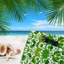 GREEN VINTAGE TROPICAL FOLK ART PRINT BEACH TOWEL