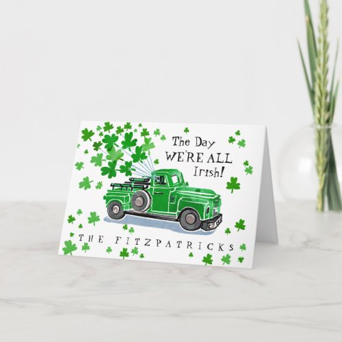 Green Vintage Truck St Patricks Day Card