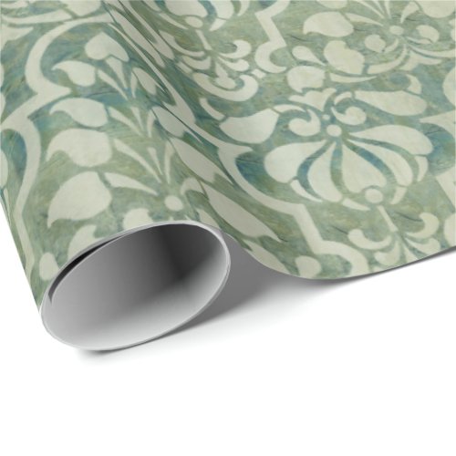 Green Vintage Victorian Damask Seamless Pattern  Wrapping Paper