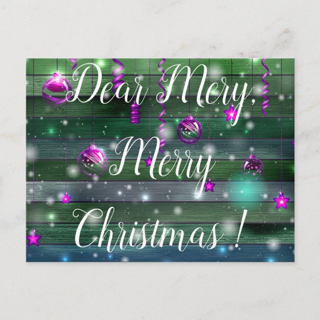 Green Vintage Your Name Postcard (Front)