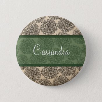 Green Vintage Zinnia Button by Superstarbing at Zazzle