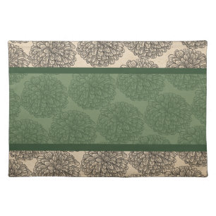 Green Vintage Zinnia Placemat