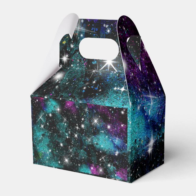 Green Violet Galaxy Star Milky Way Favor Boxes (Front Side)