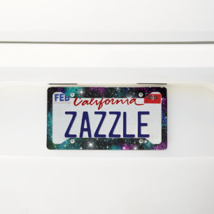 Green Violet Galaxy Star Milky Way License Plate Frame