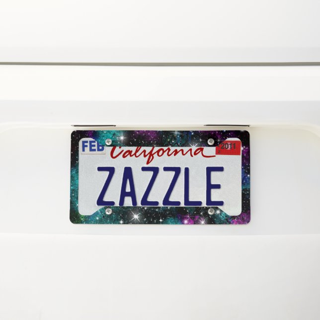 Green Violet Galaxy Star Milky Way License Plate Frame (On Car)