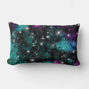 Green Violet Galaxy Star Milky Way Lumbar Pillow