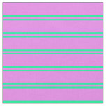 [ Thumbnail: Green & Violet Striped Pattern Fabric ]