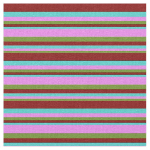Green, Violet, Turquoise, and Maroon Stripes Fabric