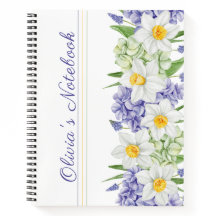 Green Violet Yellow Watercolor Spring Flowers