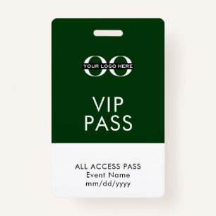 Green VIP Access Badge Custom Logo Event Info