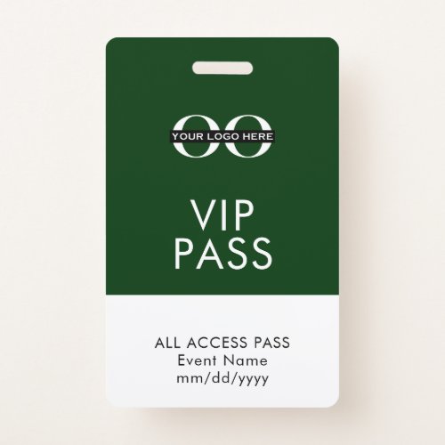 Green VIP Access Badge Custom Logo Event Info