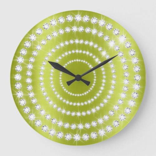Green Vip Gray Silver Diamond Infinity Circle Large Clock