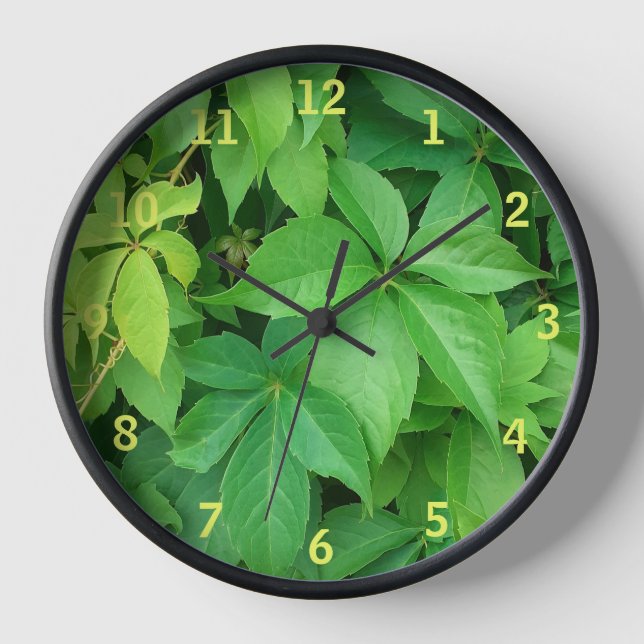 Green Virginia Creeper Foliage Photo Clock (Front)