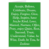 Green virtues card (Front)