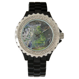 Green Visitor From Outer Space Graffiti Watch