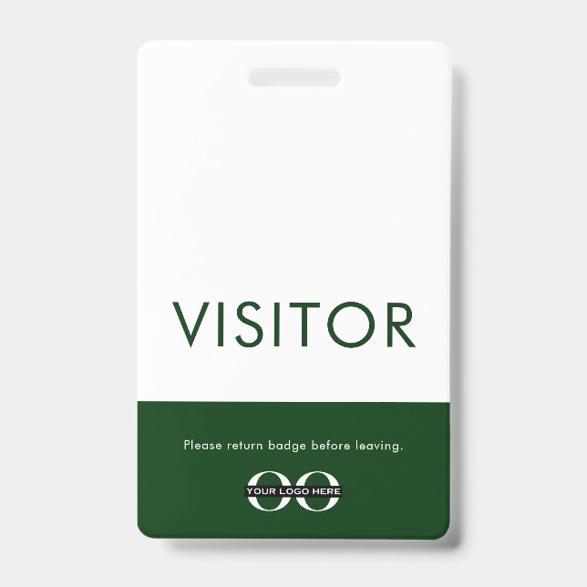 Green Visitor Pass with Customizable Logo Badge (Front)