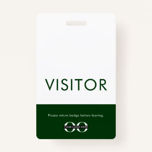 Green Visitor Pass with Customizable Logo Badge
