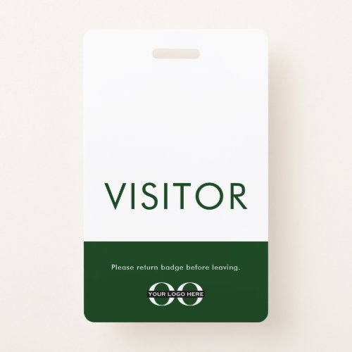 Green Visitor Pass with Customizable Logo Badge