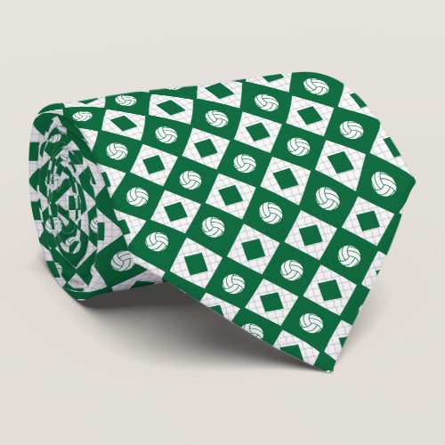 Green Volleyball Argyle Pattern Neck Tie