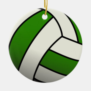 Green Volleyball Ceramic Ornament