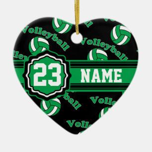 Green Volleyball Ceramic Ornament