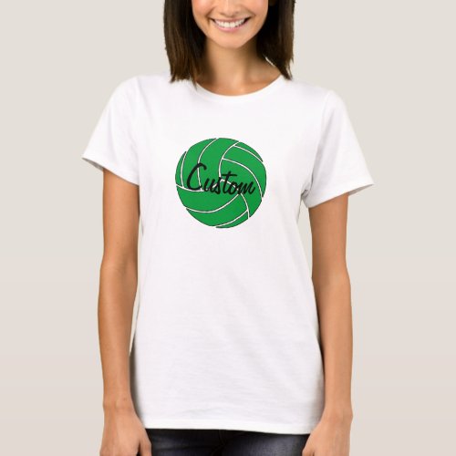 Green Volleyball Custom Team Name or Text Sports T_Shirt