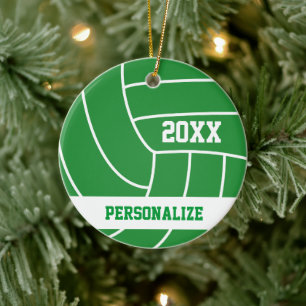 Green Volleyball   DIY Name and Year Ceramic Ornament