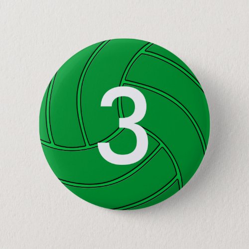 Green Volleyball Jersey Number or Initials Pin