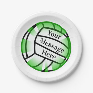 Green Volleyball Paper Party Plates