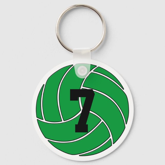 Green Volleyball Player Custom Jersey Number Sport Keychain (Front)