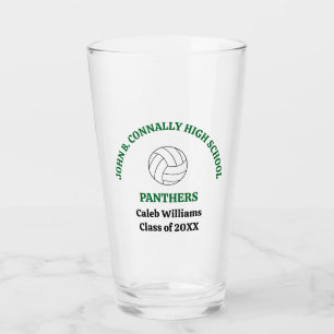 Green Volleyball Player Personalized Team Glass