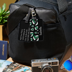 Green Volleyball Sport Pattern Luggage Tag