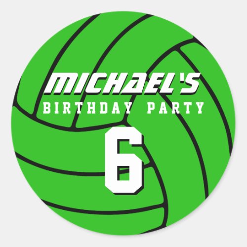 Green Volleyball Sticker Sports Birthday Party