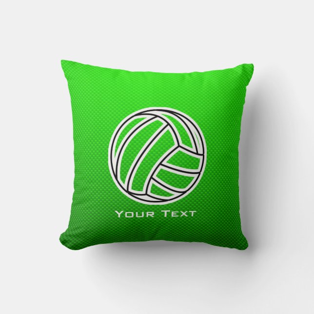 Green Volleyball Throw Pillow (Front)