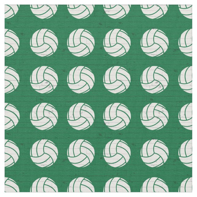 Green Volleyball Wood Floor Patterned Fabric (Close Up)