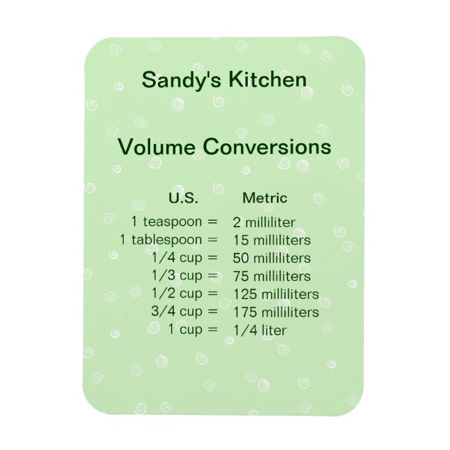 Green Volume Conversion Cooking Magnet (Vertical)