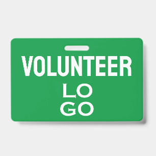Green Volunteer with Custom Logo ID Badge