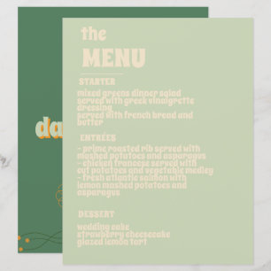 Green Vosvos Minimal Wedding Menu