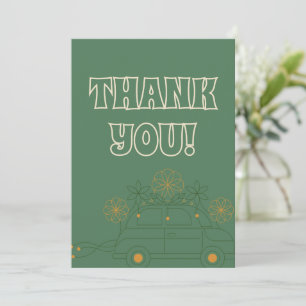 Green Vosvos Minimal Wedding Thank You Card