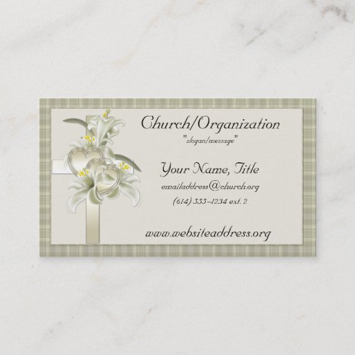 Customizable Green w/Gold Cross/Hearts/Flowers Business Cards