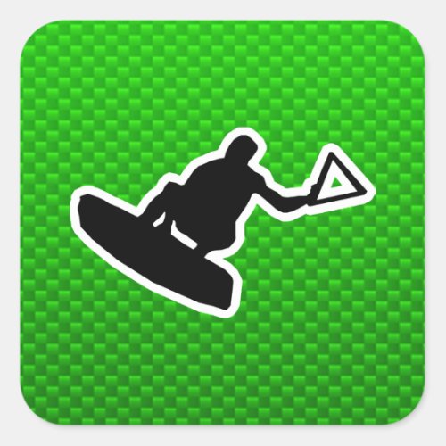 Green Wakeboarder Square Sticker