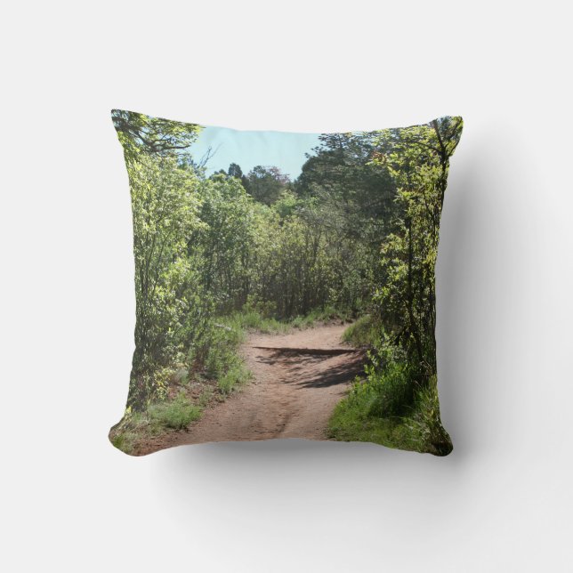 Green Walk Path Throw Pillow (Front)