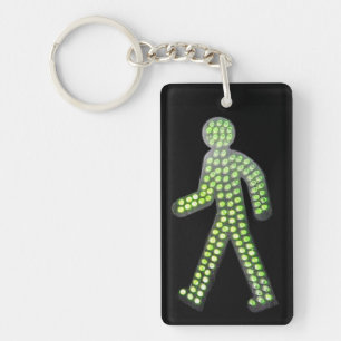 Green "WALK" traffic-light figure Keychain