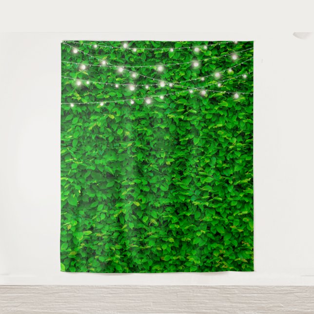 Green Wall Fairy Lights Party Backdrop (Front)