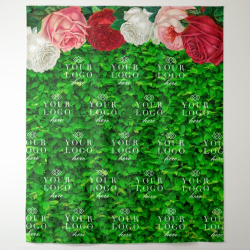 Green Wall Garden Floral Logo Party Backdrop